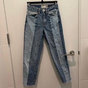 Garage - Split Two-Tone Patch Work Mom Jeans